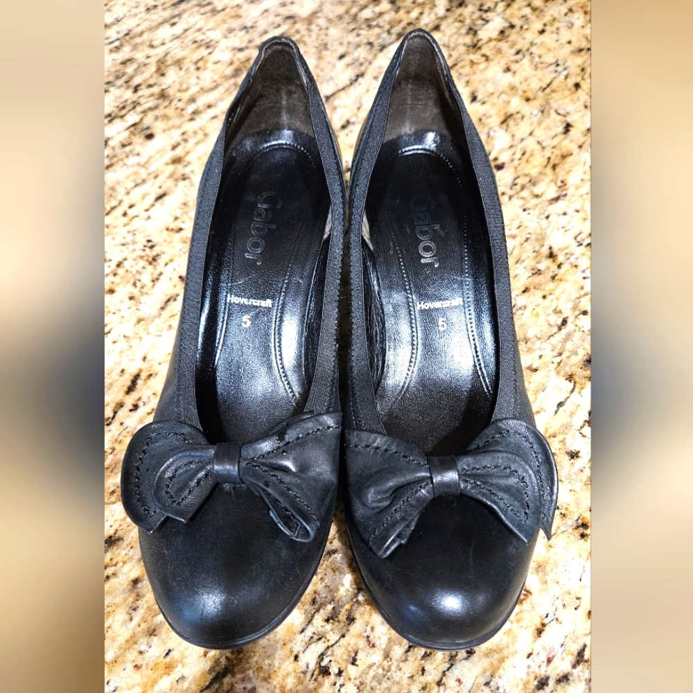 Gabor Black Bow Heels Classic Elegance